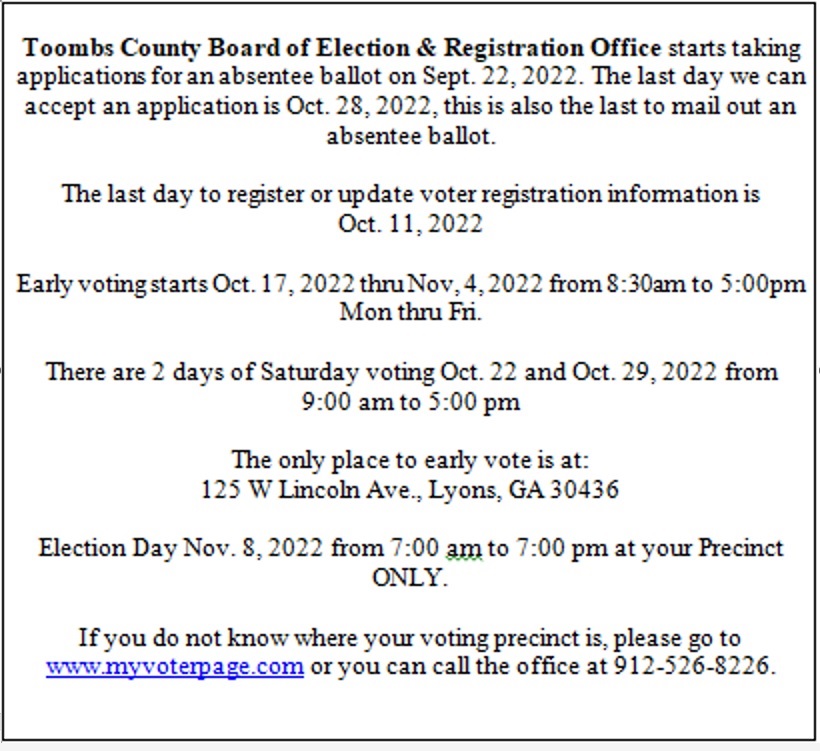 Elections Board Toombs County Commission 6940